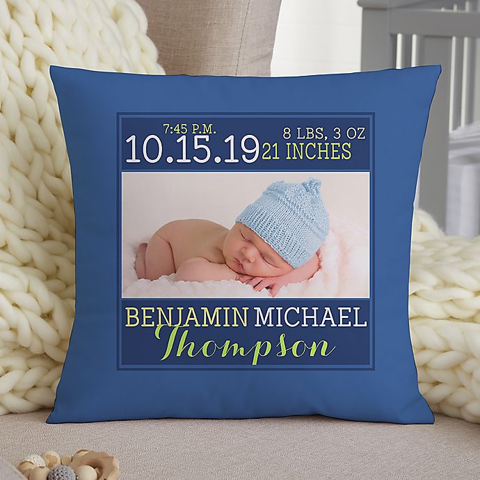 Darling Baby Boy Personalized 14-Inch Square Throw Pillow