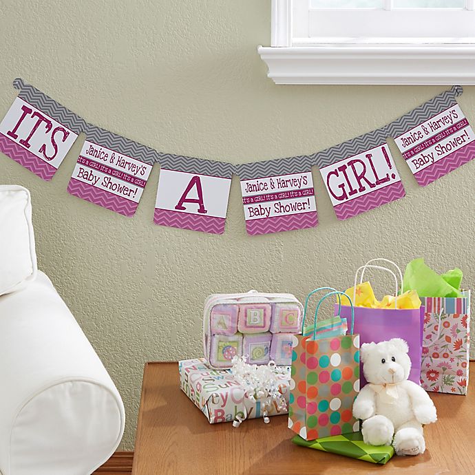 Chevron Baby Shower 48.5-Inch x 8-Inch Personalized Paper Banner
