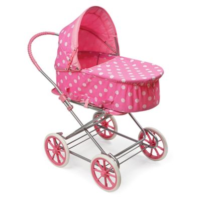 Polka Dot Doll Pram in Pink/White 