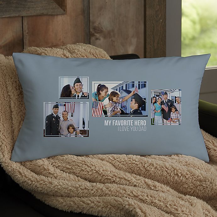 For Him 4-Photo Collage Personalized Lumbar Throw Pillow