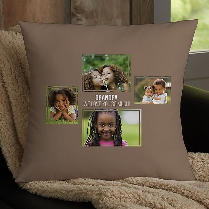 For Him 4-Photo Collage Personalized 18-Inch Square Throw Pillow