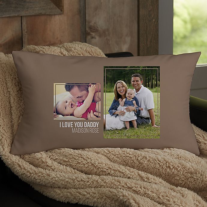 For Him 2-Photo Collage Personalized Lumbar Throw Pillow