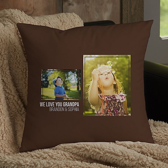 For Him 2-Photo Collage Personalized 14-Inch Square Throw Pillow