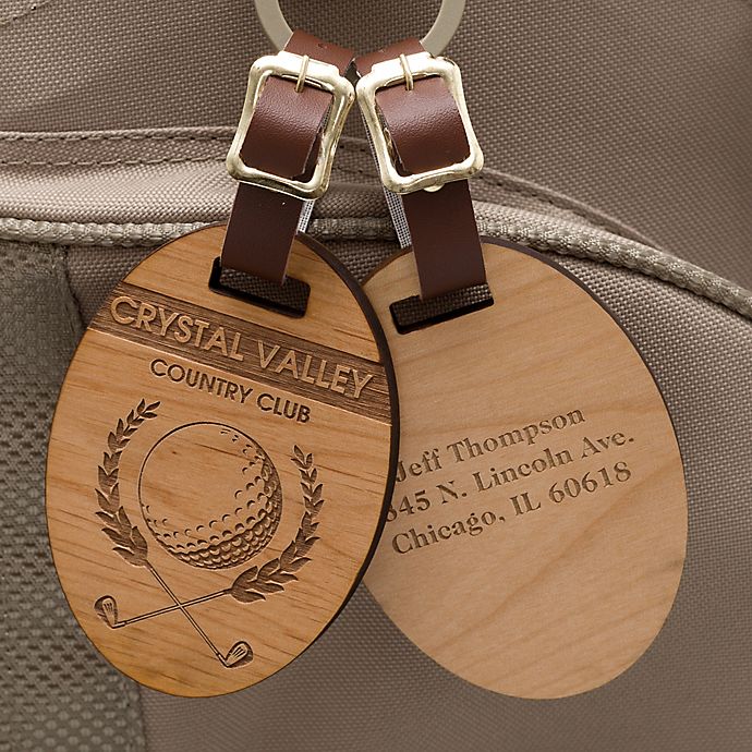 Classic Golfer Personalized Wood Bag Tag