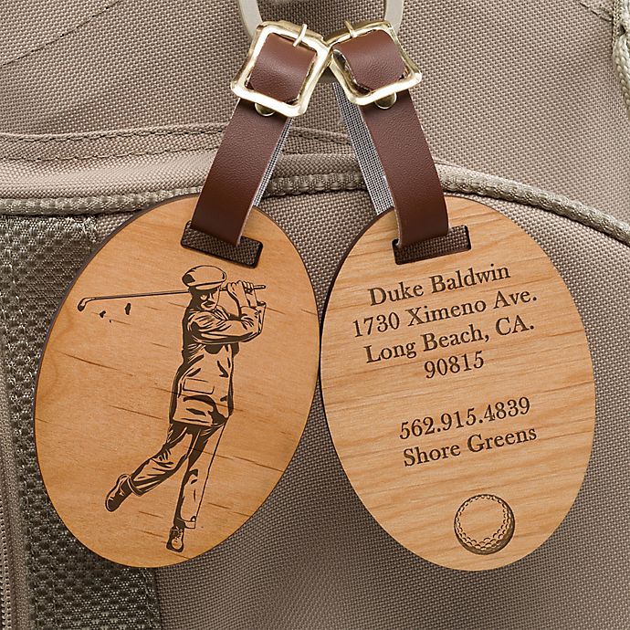 Vintage Golfer Personalized Wood Bag Tag