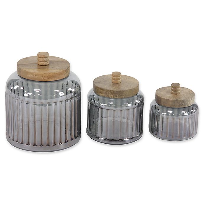 Ridge Road Décor Smoked Glass Jars with Lids (Set of 3)