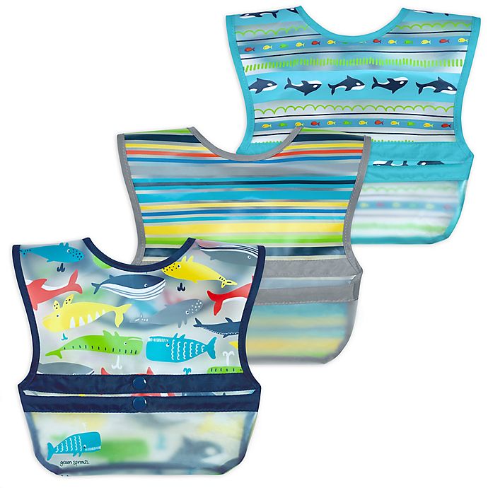 green sprouts® Snap + Go® 3-Pack Wipe-off Bibs