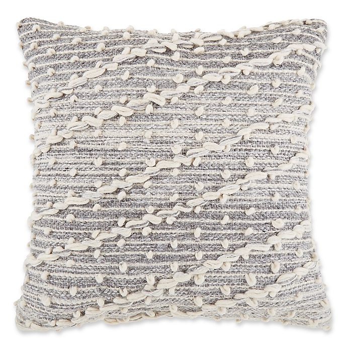 Diagonal Nubby Square Throw Pillow in Charcoal