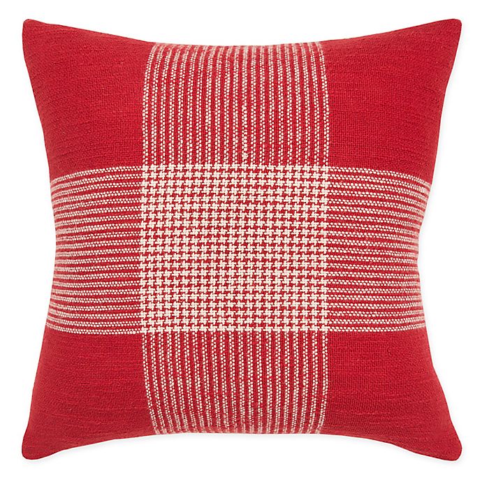 Rizzy Home Woven Plaid Square Throw Pillow in Red/White