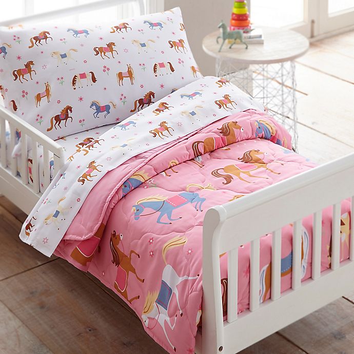 Pink Horses Bedding Set Toddler size 120 x 150cm 