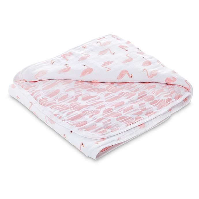 aden + anais™ essentials Swans Muslin Receiving Blanket in Pink