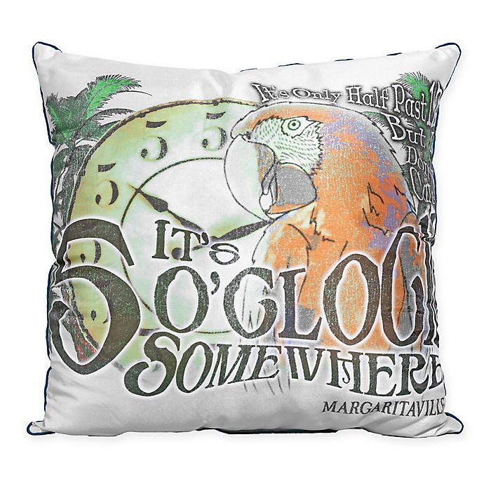 Margaritaville 5 O'Clock Indoor/Outdoor Square Throw Pillow in Grey