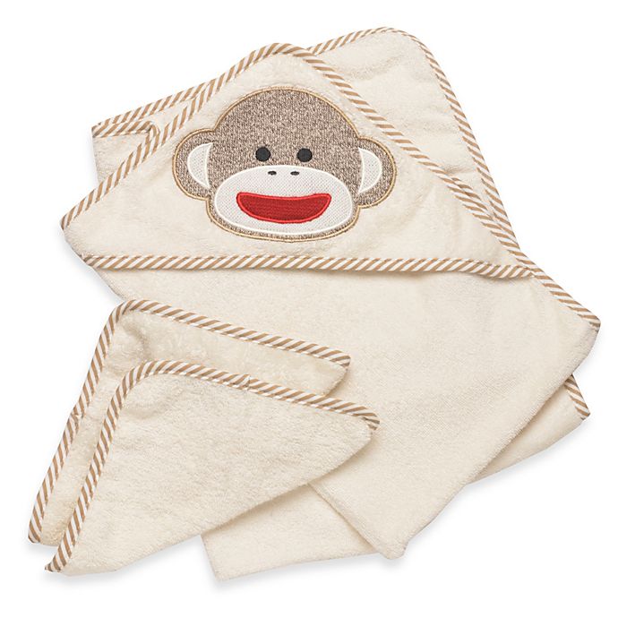 Baby Starters® Sock Monkey Towel & Washcloth Set in Cream