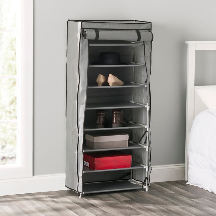 Sunbeam 8 Tier Covered Shoe Rack In Grey Bed Bath Beyond