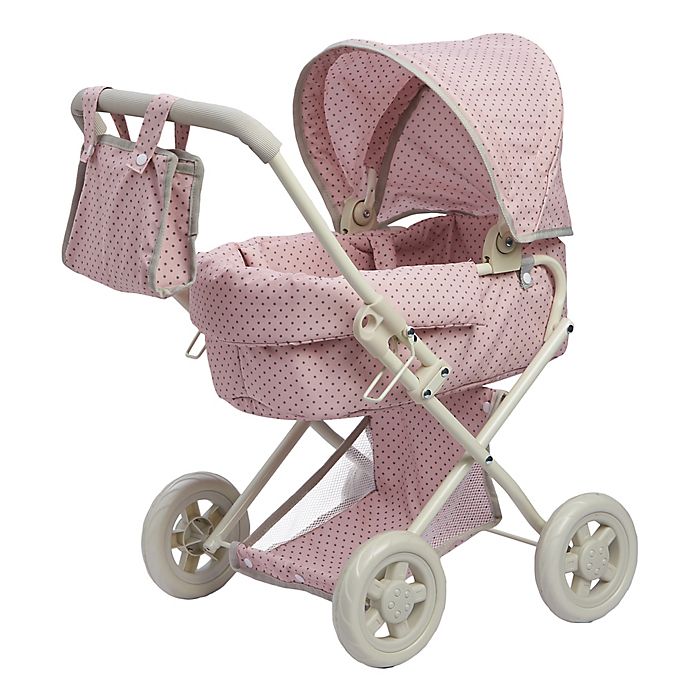 Olivia's Little World Polka Dots Princess Baby Doll Stroller in Pink/Grey