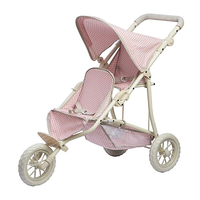 Olivia's Little World Polka Dots Princess Baby Doll Twin Jogging Stroller in Pink/Grey
