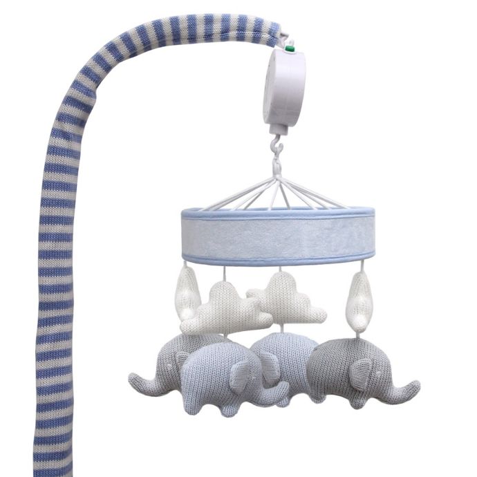Living Textiles Knitted Elephant Musical Mobile in Blue buybuy BABY
