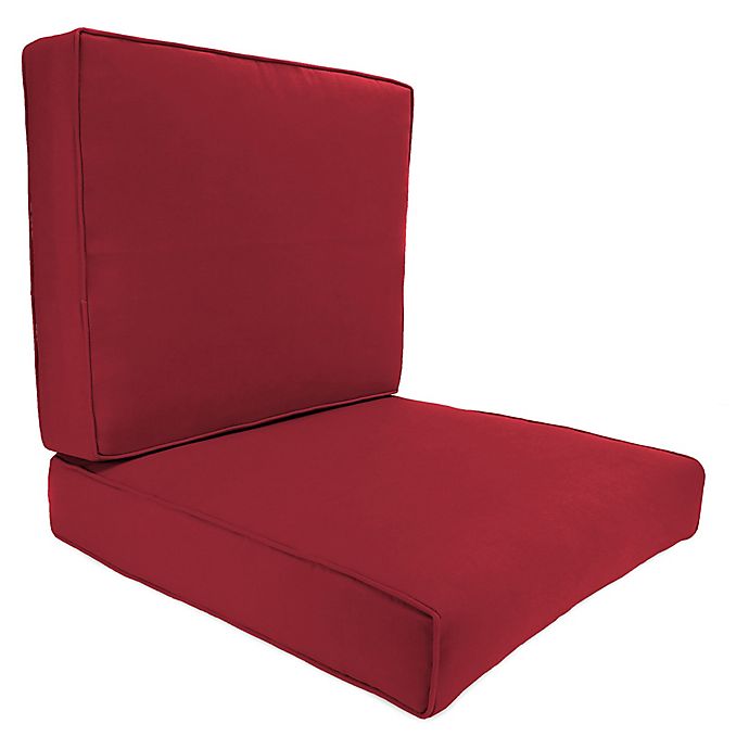 Solid 2-Piece Deep Seat Boxed Edge Chair Cushion in Sunbrella® Canvas
