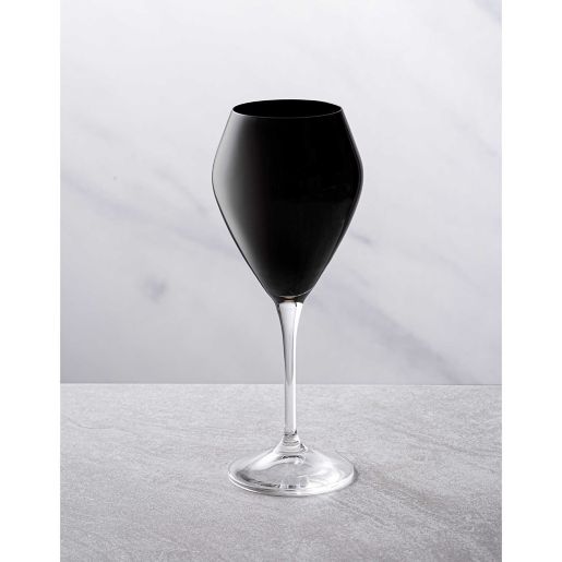 Classic Touch Vivid V Shaped Water Glasses In Black With Clear Stem Set Of 6 Bed Bath Beyond