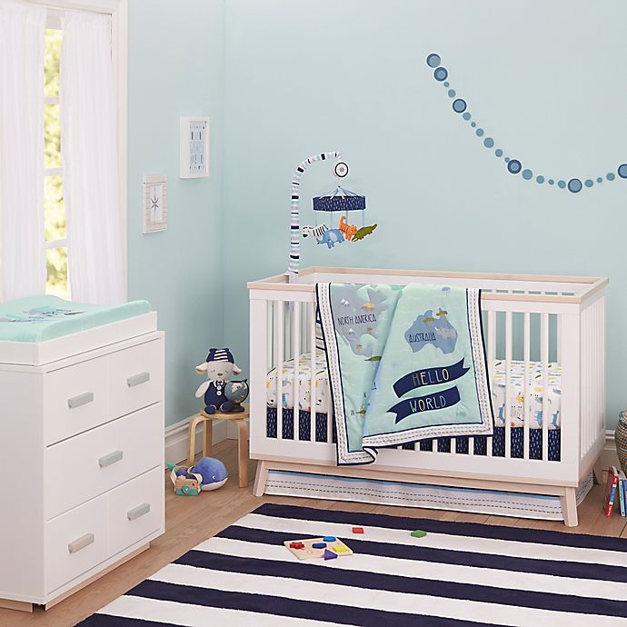 Just Born® One World™ Collection Dear World Crib Bedding Collection in Blue