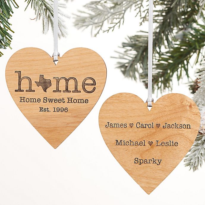 Home State Personalized 2-Sided Wood Christmas Ornament in Natural