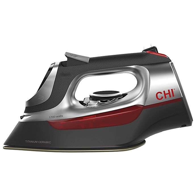 CHI® Electronic Iron with Retractable Cord in Black/Red