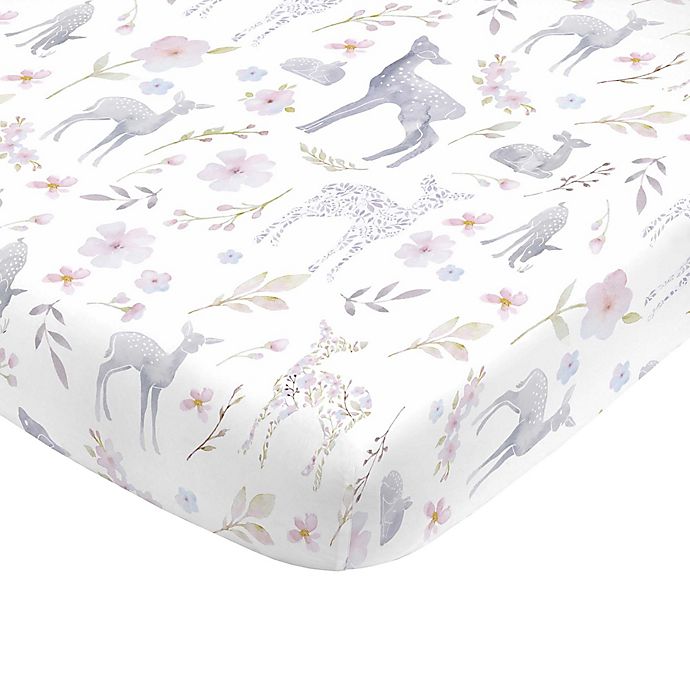 NoJo® Mini Floral Deer Fitted Crib Sheet
