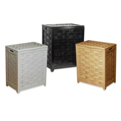 Oceanstar Rectangular Front Veneer Wood Laundry Hampers 