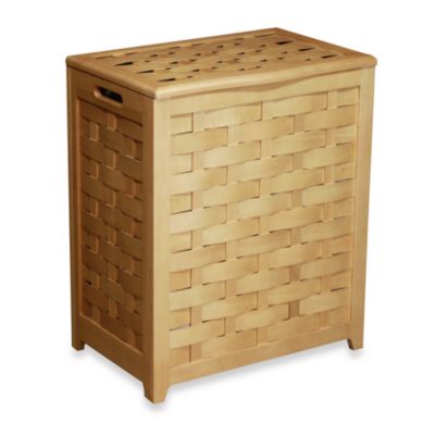 Oceanstar Rectangular Front Veneer Wood Laundry Hampers 