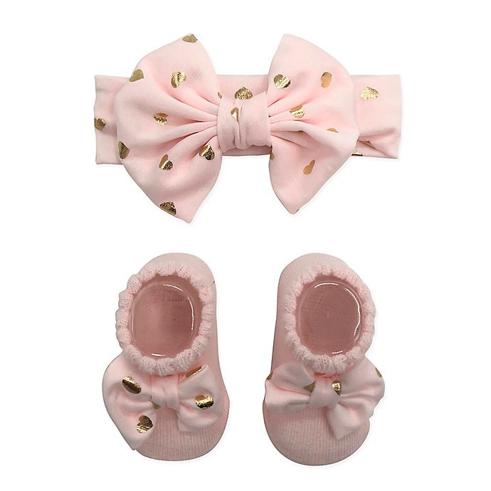 Curls & Pearls Fashion Booties and Headband Set in Pink