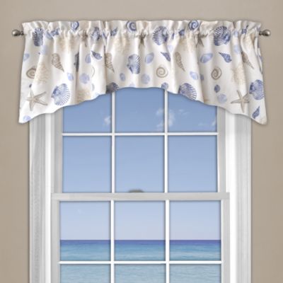 Seashore Coral Window Curtain Valance in Blue - Bed Bath & Beyond