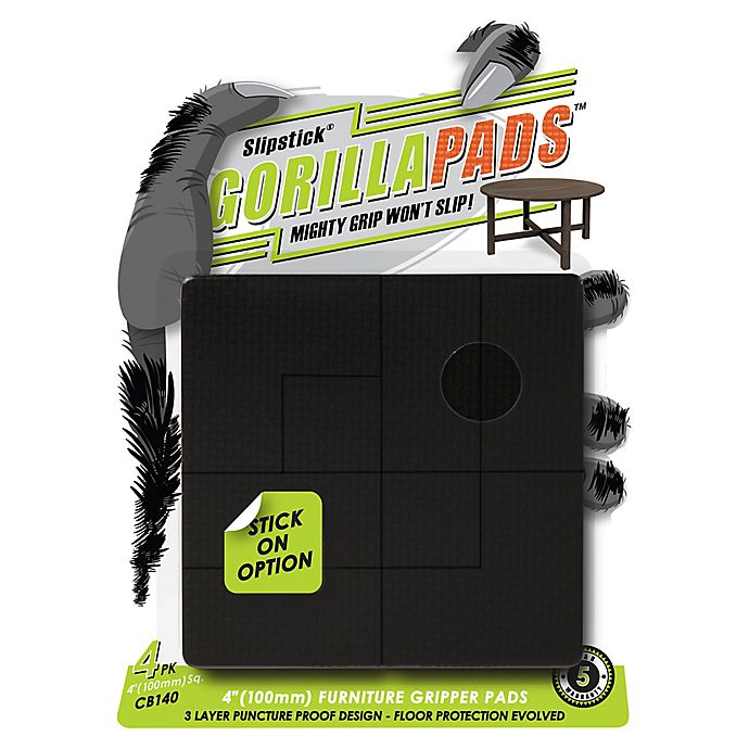 Slipstick® GorillaPads™ 4-Inch Square Furniture Gripper Pads (4 Pack)