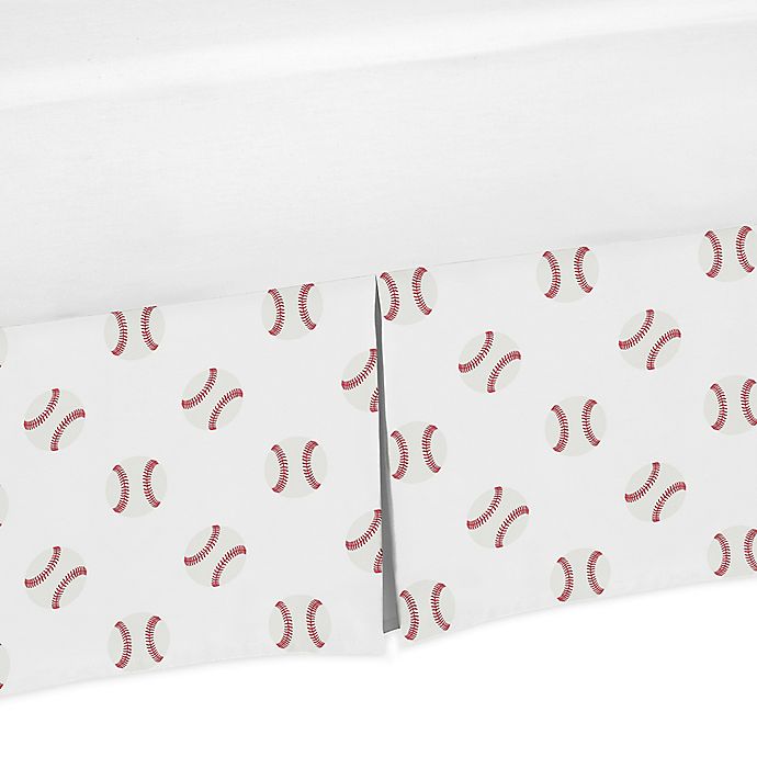 Sweet JoJo Designs® Baseball Patch Crib Skirt in Red/White