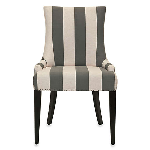Safavieh Becca Fabric Dining Chair In, Grey And White Striped Dining Chair