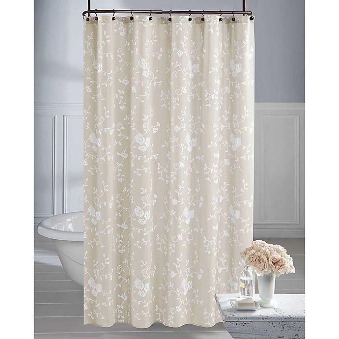 Sultan's Linens Ribbon Embroidered Fabric Shower Curtain 70in x 72in NWT 