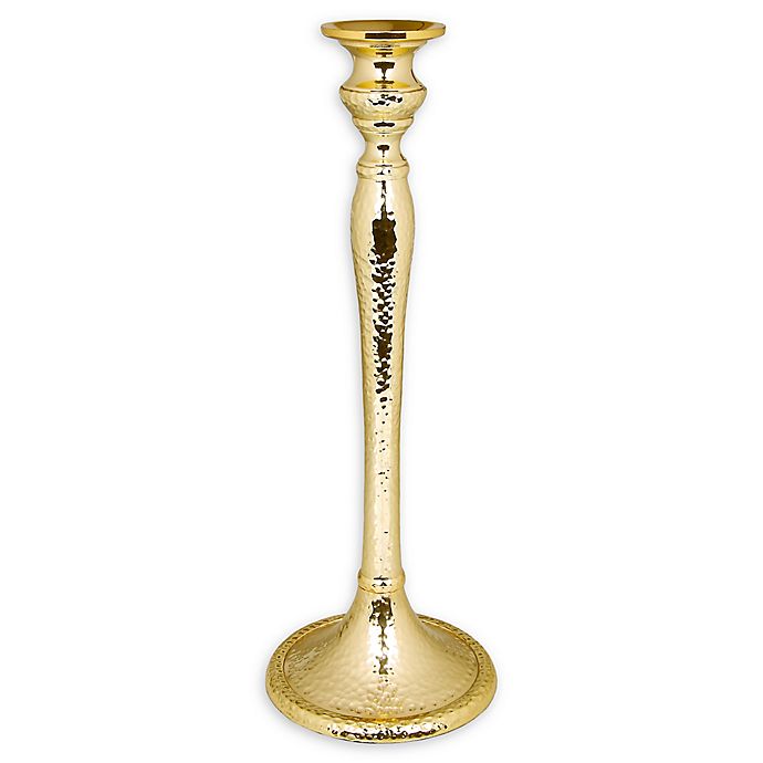 Classic Touch Hammered 12.25-Inch Candlestick in Gold
