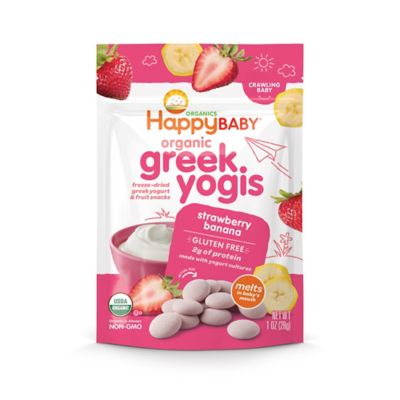 Happy Baby Happy Yogis Greek Yogurt Fruit And Veggie Snacks In Strawberry Banana Red