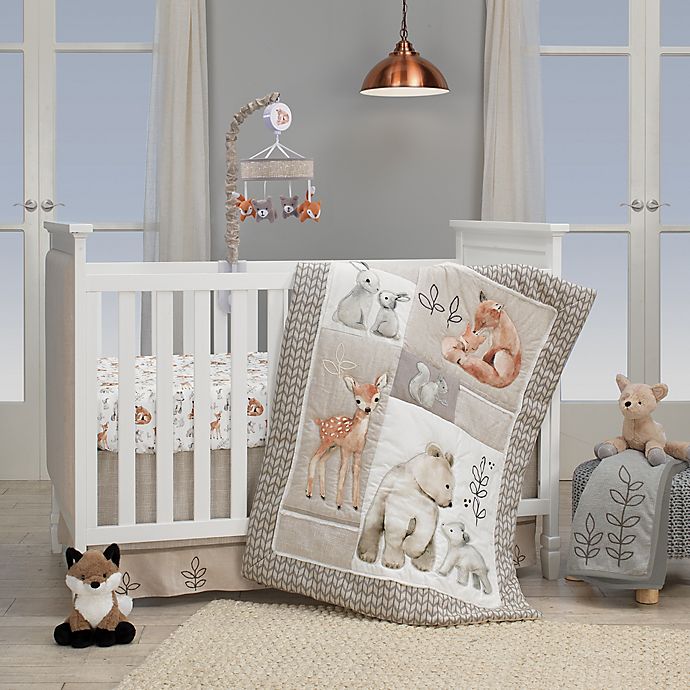 Lambs & Ivy® Painted Forest 4-Piece Crib Bedding Set in Beige/Grey