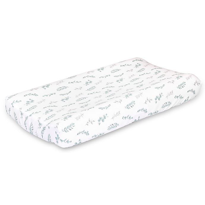 The Peanutshell™ Farmhouse Floral Leaves Changing Pad Cover in Sage Green