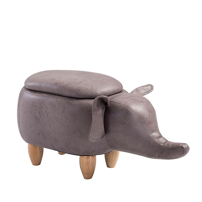 Furniture Style Faux Leather Elephant Storage Ottoman