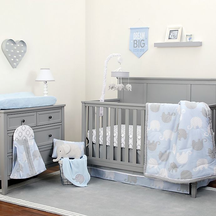 NoJo® Dreamer Elephant Crib Bedding Collection in Blue/Grey