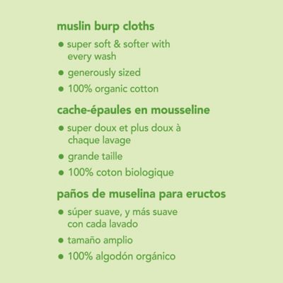 green sprouts muslin burp cloths made from organic cotton