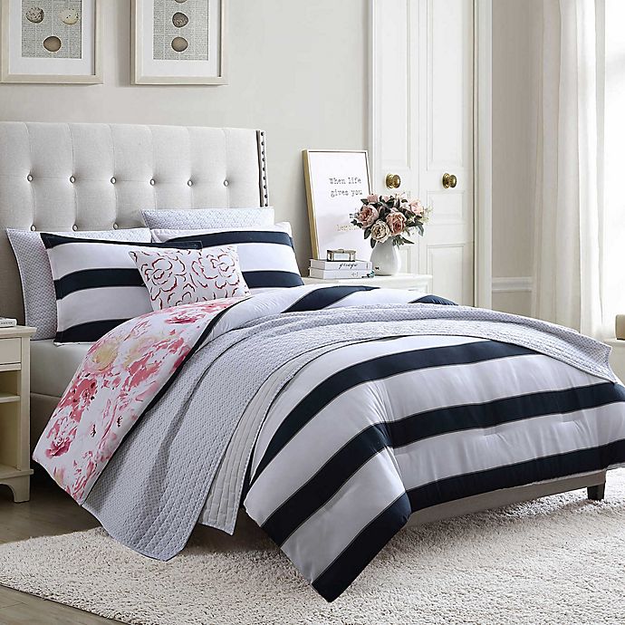 Hampton Stripe 7-Piece Reversible Comforter Set | Bed Bath & Beyond