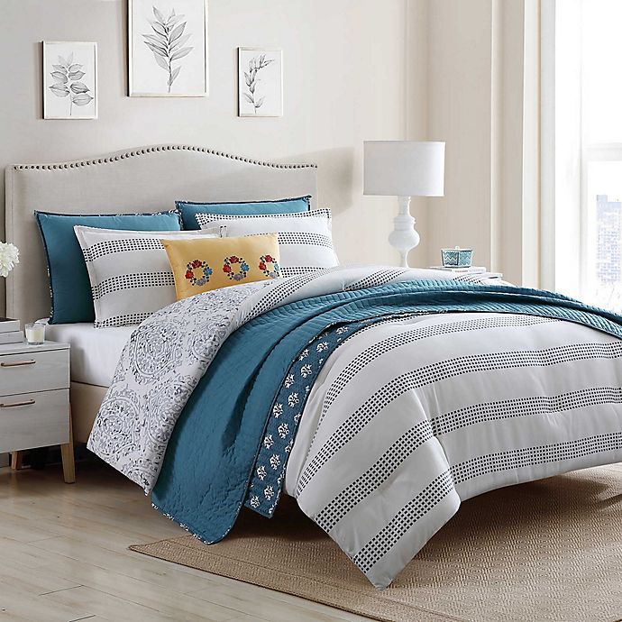 7 Piece Reversible Comforter Set, Twin Bed Quilts Bath And Beyond