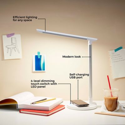 taotronics qi wireless charging led desk lamp in white