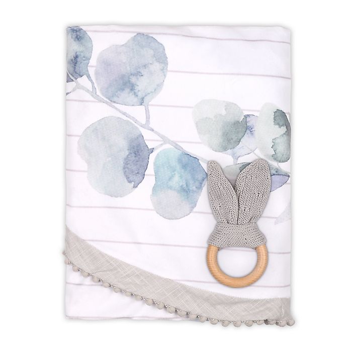 The Peanutshell™ Farmhouse 2-Piece Leaf Blanket and Teether Set in White/Grey