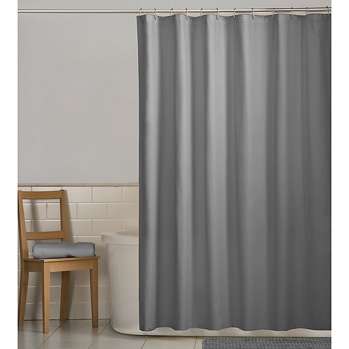 Maytex Fabric Shower Curtain In Grey, Best Curtain Fabric For Bathroom