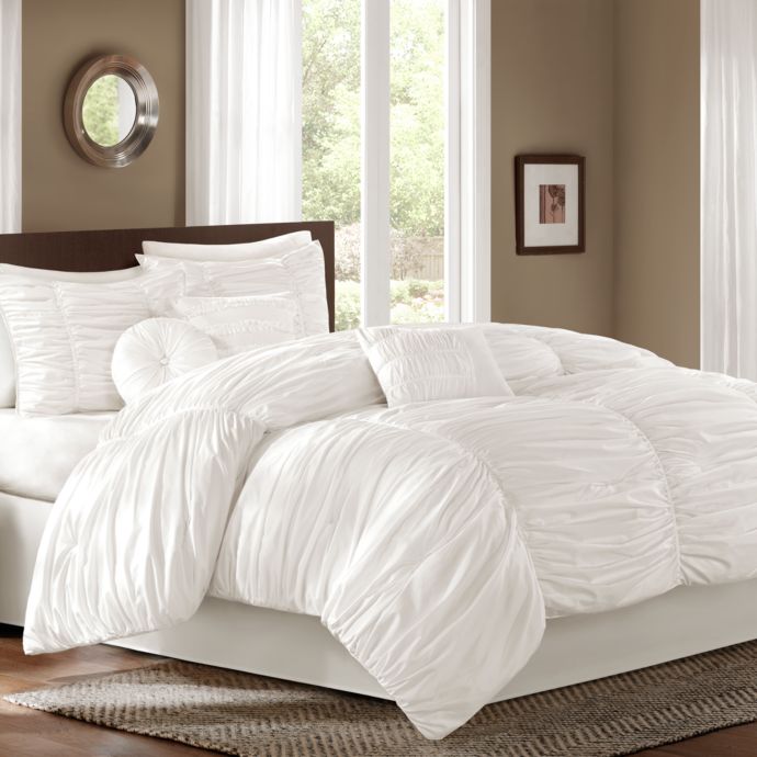 Sidney 6 7 Piece Comforter Set In White Bed Bath Beyond