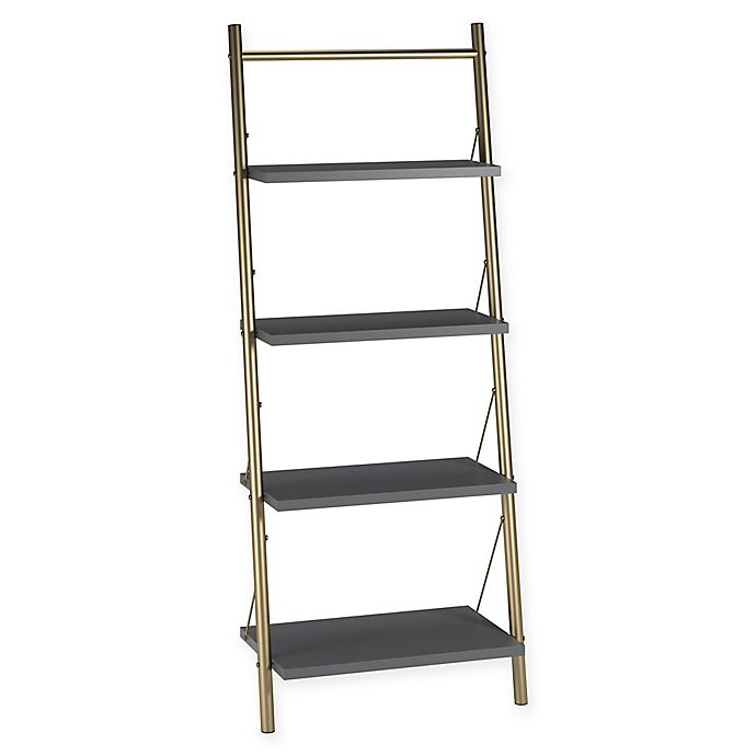 Graphite Grey, Ameriwood Home Lawrence 4 Shelf Ladder Bookcase Bundle White