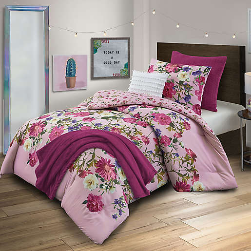 5-Piece Reversible Twin Comforter Set in Pink. View a larger version of this product image.